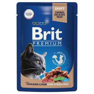Корм BRIT Премиум для кошек 85г Куриная печень в соусе