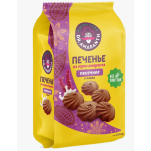 Печенье ДР.АМАРАНТ  из муки амаранта 210г песочное с какао без глютена