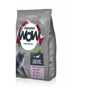 Корм ALFAPET WOW 750г для взрослых домашних кошек и котов утка-потрошки