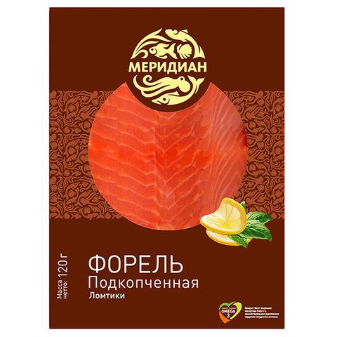 Форель МЕРИДИАН подкопченая 120гр ломтики в/у