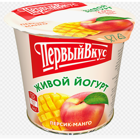 Йогурт ПЕРВЫЙ ВКУС Живой персик/манго 125г