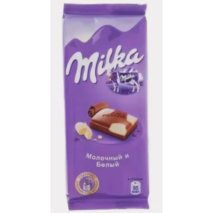 Шоколад МИЛКА 90г белый и молочны