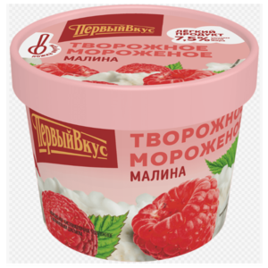 Мороженое ПЕРВЫЙ ВКУС Творожное 135г Малина