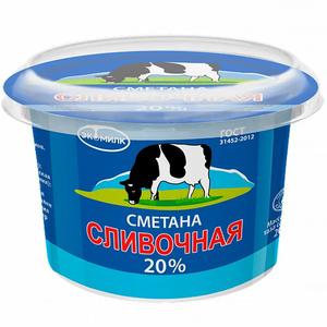 Сметана ЭКОМИЛК 20% 180г