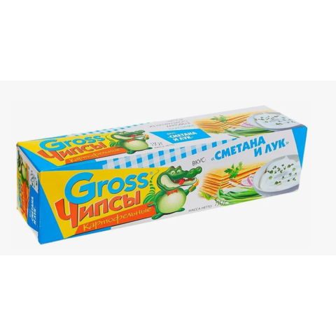 Чипсы ГРОСС картофельные 80г Сметана-лук