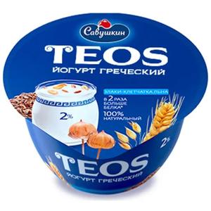 Йогурт ТЕОС Греческий 2% 140г злаки-клетчатка льна