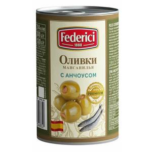 Оливки FEDERICI с анчоусом 300г ж/б