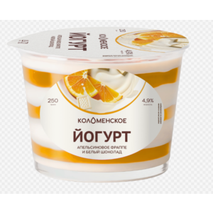 Йогурт КОЛОМЕНСКИЙ 5,0% 250г апельсиное фраппе-белый шоколад