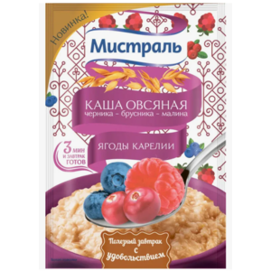 Каша МИСТРАЛЬ Овсяная Ягода Карелии 40г земляника-голубика